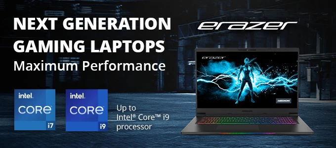 MEDION ERAZER Gaming Laptops featuring Intel CPUs
